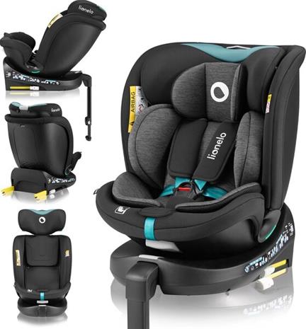 Lionelo - Autonistuin jalustalla swivel NAVY i-Koko 40-150 cm musta/turkoosi