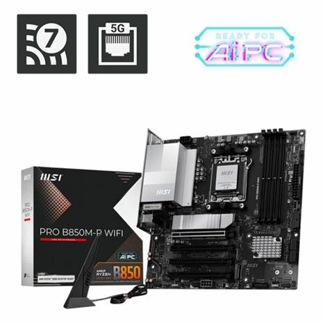 MSI PRO B850M-P WIFI Emolevy - AMD B850 - AMD AM5 socket - DDR5 RAM - Micro-ATX