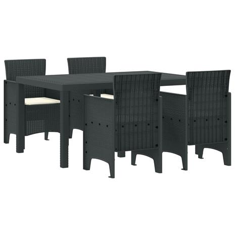vidaXL 5 osan puutarha ruokailusetti Anthracite Poly Rattan