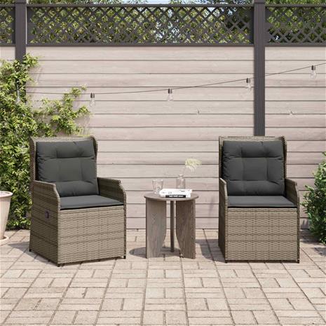 vidaXL Puutarhapenkki tyynyllä 2 pcs Harmaa Polyrotangi – kuva 1/3