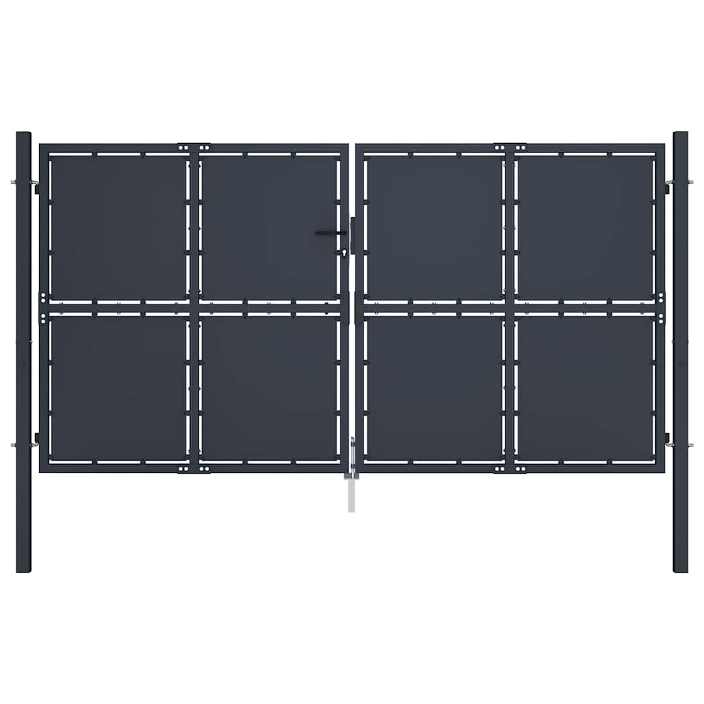 vidaXL Puutarhan portti teräs 300x175 cm antrasiitti