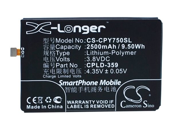 Coolpad Y75, puhelimen akku