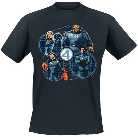 Fantastic Four - Group Grid Circle - T-paita - Miehet - Musta