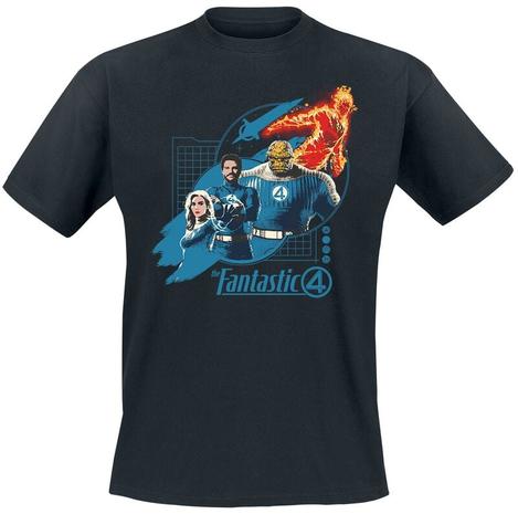 Fantastic Four - Group Blue Grid - T-paita - Miehet - Musta