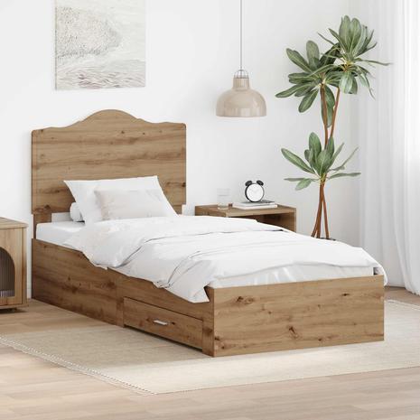vidaXL Sängyn runko päätyllä Artisan tammi 100 x 200 cm Tekninen puu
