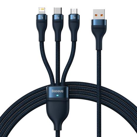 Baseus 3in1 USB cable USB 3in1 Flash Series USB-C + Micro + Lightning 66W 1.2m – kuva 4/6