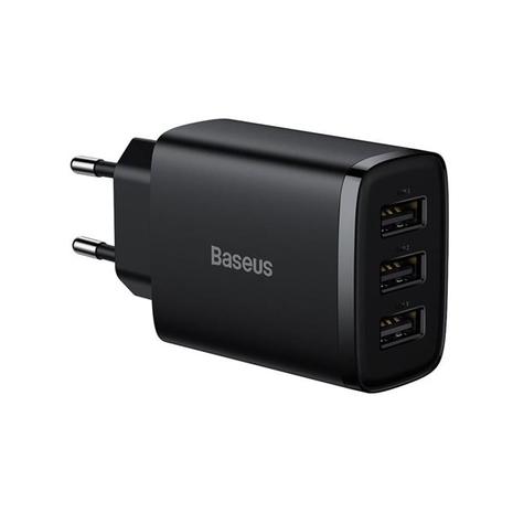 Baseus Compact Quick Charger 3x USB 17W (Black)