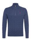 Polo Ralph Lauren Cable-Knit Cotton Quarter-Zip Sweater Tops Knitwear Half Zip Jumpers Grey Polo Ralph Lauren