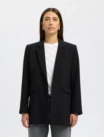 Selected Slfrita Ls Relaxed Blazer Fd Noos Blazers Single Breasted Blazers Black Selected