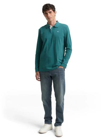 Tom Tailor Basic Polo With Contrast Tops Polos Long-sleeved Blue Tom Tailor