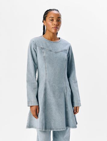 Object Objyulian L/S Denim Dress 137 Lyhyt Mekko Blue Object