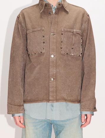 Hope Stud Overshirt St Grey Marble Designers Overshirts Brown Hope