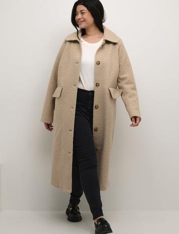 Kaffe Curve Kcannelene Coat Outerwear Coats Winter Coats Beige Kaffe Curve