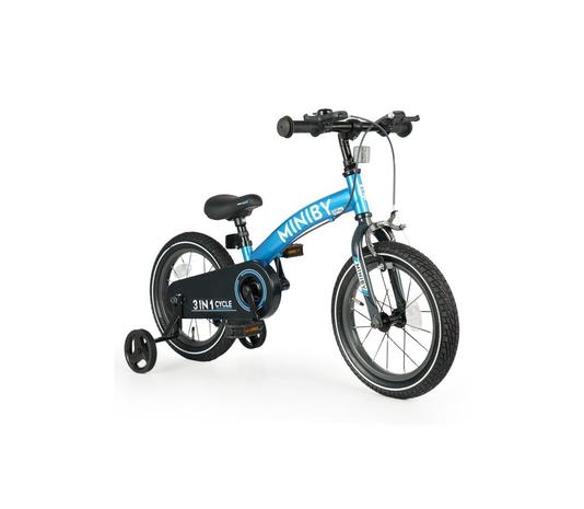 QPlay - Lasten pyörä 14"" MINIBY 3in1 sininen