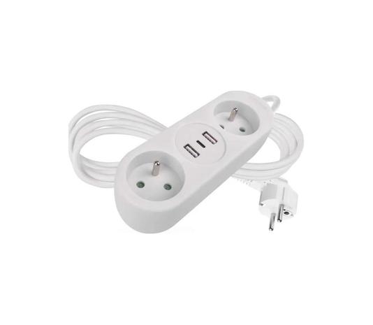 Extensions kaapeli 2Z + 2x USB-A + USB-C 1,4 m