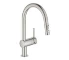 Grohe Minta (32321DC2) Supersteel, keittiöhana ulosvedettävällä C-juoksuputkella