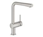 Grohe Minta (30274DC0) Supersteel, keittiöhana ulosvedettävällä L-juoksuputkella
