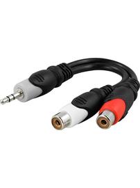 3.5mm stereo uros - 2x RCA naaras, kaapeli