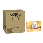 96x85g Jumbopack Gold Saftig-Feine Streifen: Huhn, Meeresfisch, Rind, Lachs Gourmet Katzenfutter nass + 4x57g Revelations Fine Cuts gratis!
