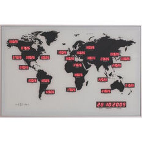 NeXtime World Time Digit Seinäkello - Seinäkellot Harmaa - 2897