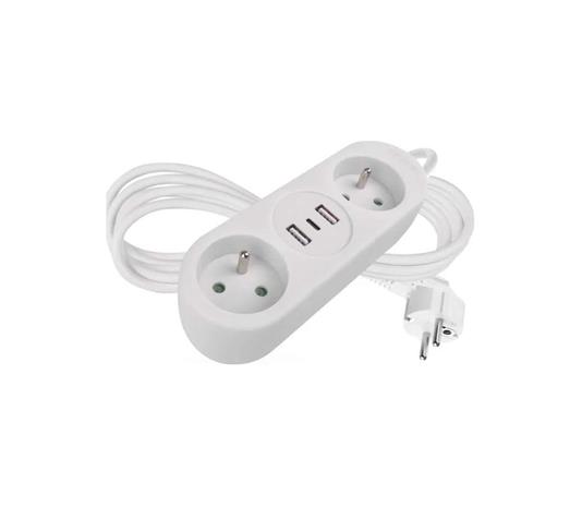 Extensions kaapeli 2Z + 2x USB-A + USB-C 1,4 m