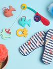Ludi Fishing Rod With Fish Toys Bath & Water Toys Bath Toys Multi/patterned Ludi