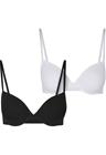 Urban Classics - Ladies Basic Cotton Bra 2-Pack - Rintaliivit - Naiset - Musta valkoinen