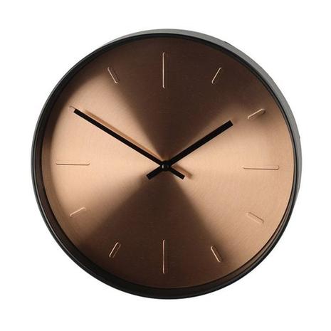 Analoginen seinäkello 30 cm - kupari/svart