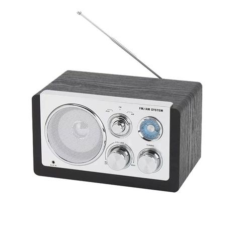 Denver FM/AM-radio, jossa on 3,5 mm:n tulo ja klassinen analoginen toiminto