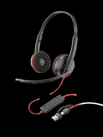 HP Poly Blackwire C3210 MS Mono (8X214A6) USB-C, kuulokemikrofoni ja USB-C/-A-sovitin