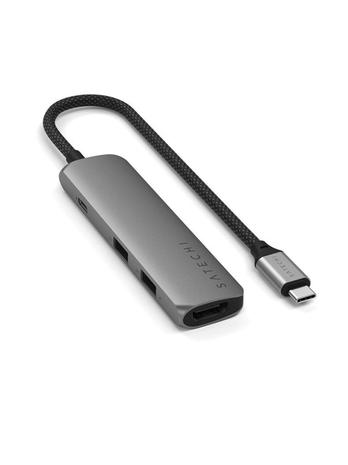 Satechi 4-i-1 USB-C Slim Multiport Adapter 4K - rymdgrå