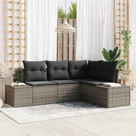 vidaXL Puutarhasohva Setti säilytystilassa 4 pcs Harmaa polyrottinki