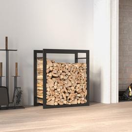 vidaXL Polttopuuteline mattamusta 50x28x56 cm teräs
