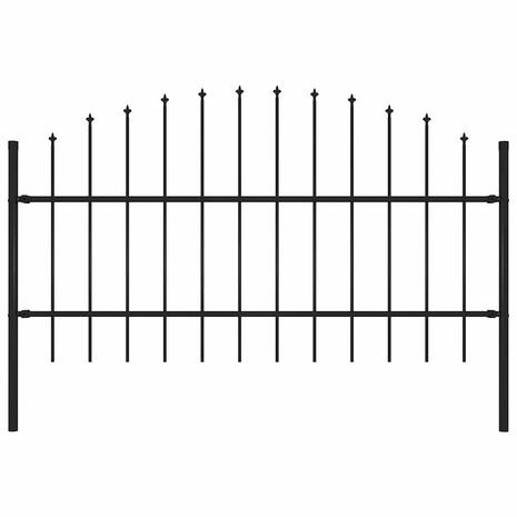 vidaXL Puutarha-aita keihäskärjillä (0,75-1)x1,7 m teräs musta