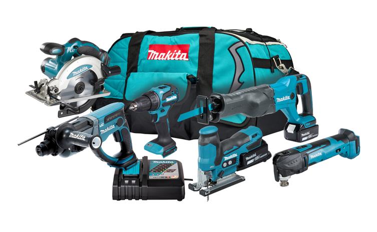 Makita Akkukonesarja DLX6134TX1 LXT 18V 2x5,0Ah, DDF490 + DHR202 + DJR186 + DSS610 + DJV185 + DTM51 + laukku