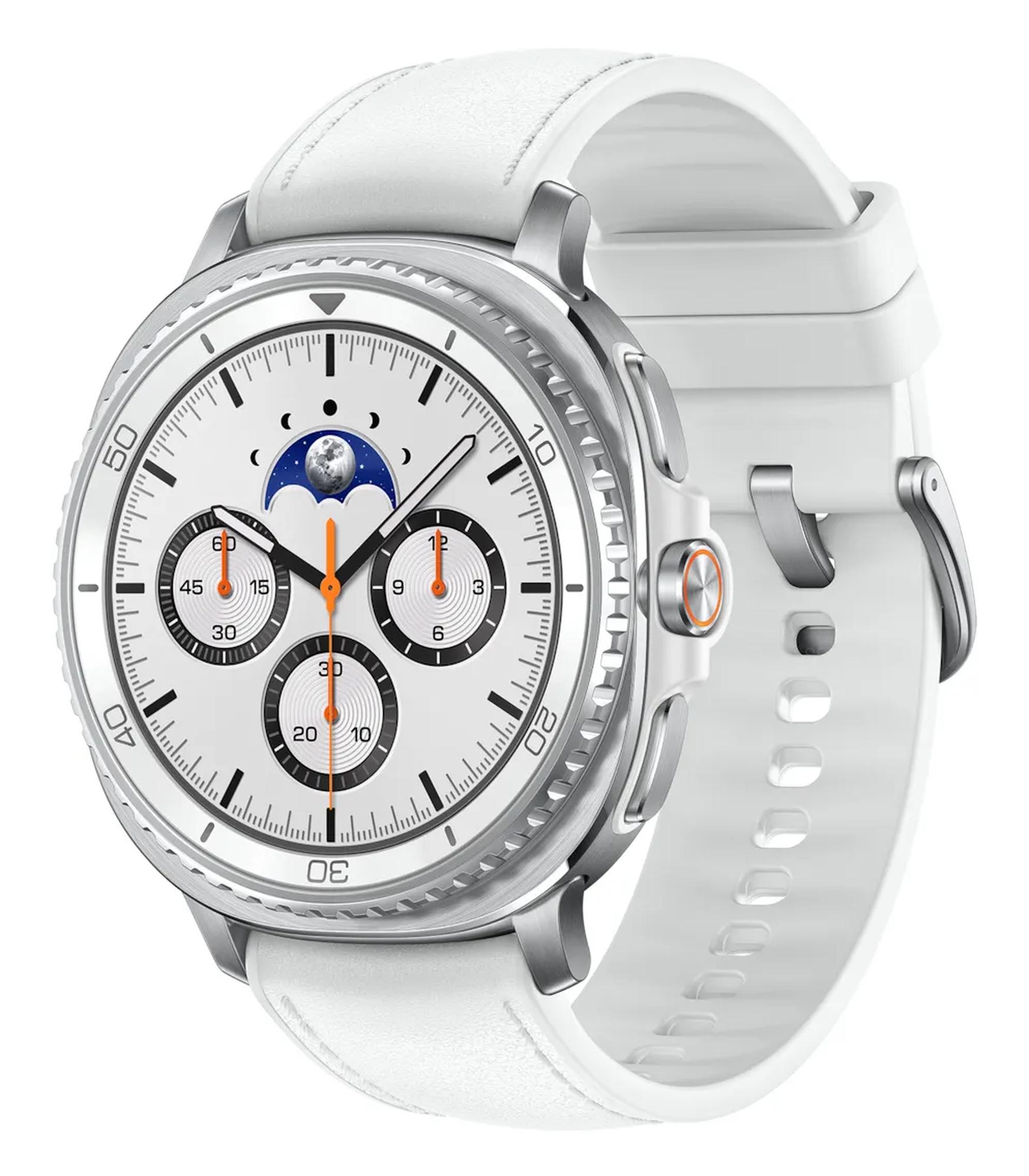 Samsung SM-L505FZWAEUB Äly- ja urheilukello 3,3 cm (1.3"") AMOLED 46 mm Digitaalinen 438 x 438 pikseliä Kosketusnäyttö 4G Hopea Wi-Fi GPS (satelliitti)