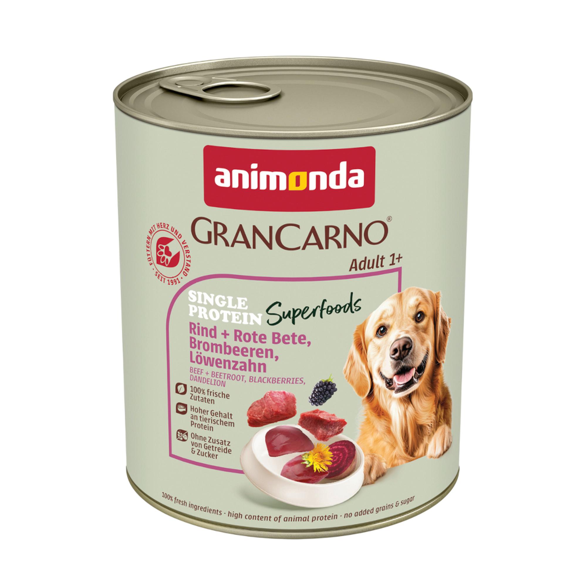6x800g nauta + punajuuri, karhunvadelma, voikukka GranCarno Adult Superfoods Animonda koiranruoka