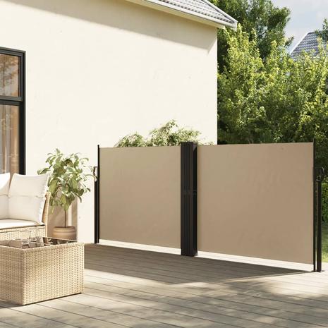 vidaXL Sisäänvedettävä sivumarkiisi beige 120x600 cm – kuva 2/3