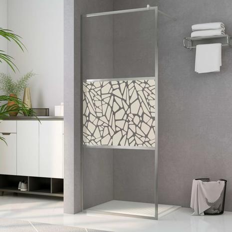 vidaXL Walk-in suihkun seinäke ESG-lasi kivikuvioinnilla 100x195 cm – kuva 5/7