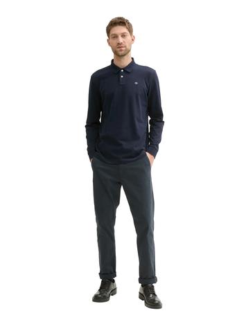 Tom Tailor Basic Polo With Contrast Tops Polos Long-sleeved Blue Tom Tailor
