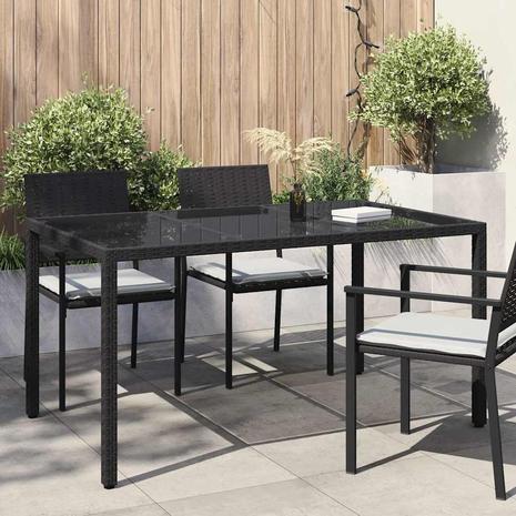 vidaXL Puutarhapöytä musta 150x90x75 cm polyrottinki