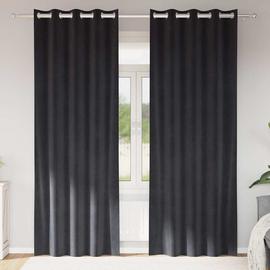 vidaXL Verhot 2 pcs Tummanharmaa 140 x 225 cm Sametti