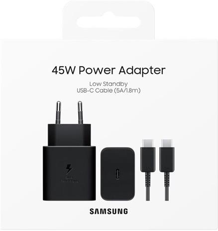 Samsung 45W -verkkovirtalaturi + USB-C kaapeli, Musta
