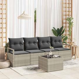 vidaXL Sohvasetti 5 pcs Vaalea harmaa ja tummanharmaa polyrottinki