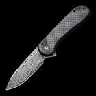 CIVIVI Button Lock Elementum II Damascus, Twill CF/Black G-10