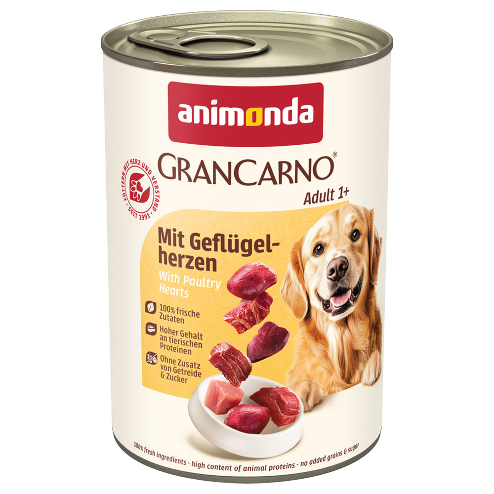 6x400g Animonda GranCarno Original Adult siipikarjan sydämet koiranruoka