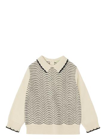 FUB Baby Pointelle Blouse Tops Knitwear Pullovers Beige FUB