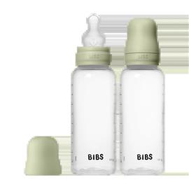 BIBS - Baby Bottle Round Silicone 2 Pack Medium Flow - Sage - 270 ml