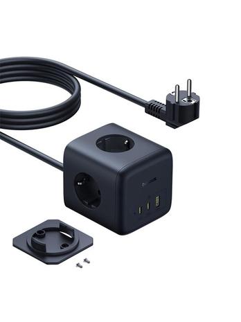 Baseus EnerFill FA11 67W Power Strip USB-A + USB-C Cube + 3 x EU Socket 1.5m - Black