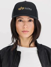 Alpha Industries Alpha Label Trucker Cap - Black - ONE SIZE